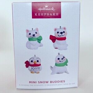 2022 Hallmark Keepsake Mini Snow Buddies 4 Christmas tree ornaments￼ BRAND NEW